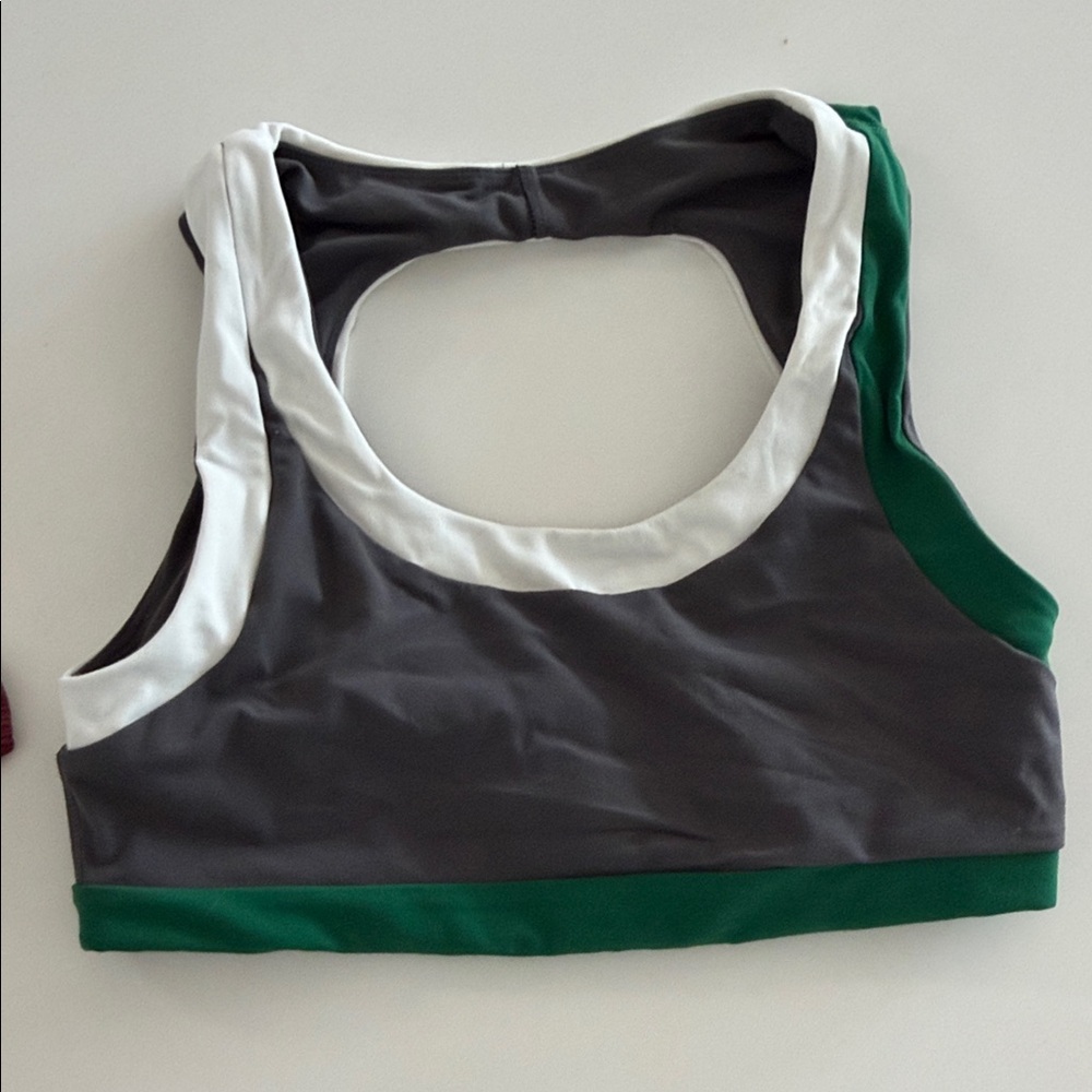 FP Movement by Free People Gray & Green Racerback Sports Bra